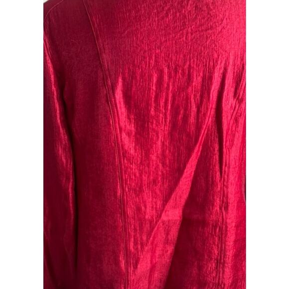 Chico's Size 2 Jacket Large Red Full Zip Rayon Polyester Nylon - Picture 9 of 10